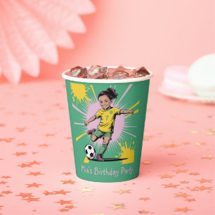 Pop Art Comic Girls Soccer Birthday Party Paper Cups