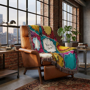 Pop Art Comic Panel Throw Blanket