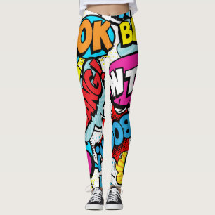 Pop Art Comic: Retro Seamless Pattern Leggings
