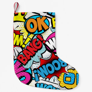 Pop Art Comic: Retro Seamless Pattern Small Christmas Stocking
