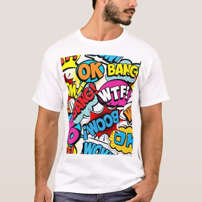 Pop Art Comic: Retro Seamless Pattern T-Shirt (Front)