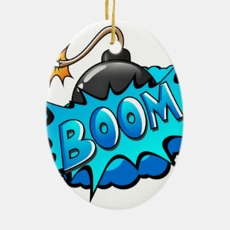 Pop Art Comic Style Bomb Boom! Ceramic Tree Decoration