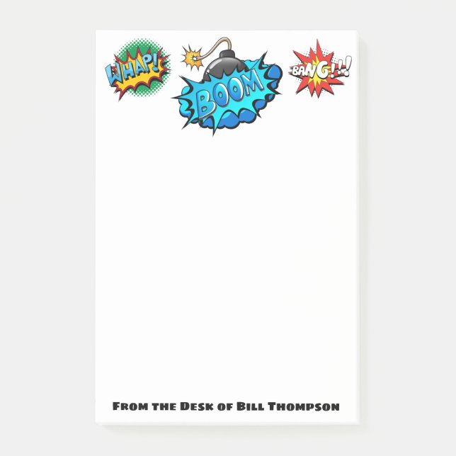 Pop Art Comic Style Bomb Boom! Customised Post-it Notes (Front)
