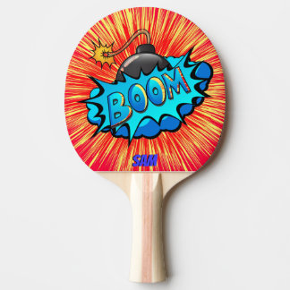 Pop Art Comic Style Bomb Boom! Personalised Ping Pong Paddle