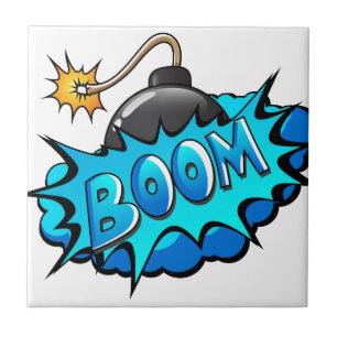 Pop Art Comic Style Bomb Boom! Tile
