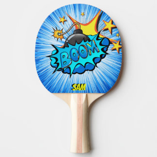 Pop Art Comic Style Boom! Personalised Ping Pong Paddle
