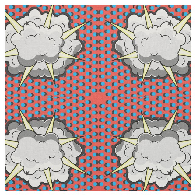 Pop Art Comic Style Explosion Fabric (Swatch)