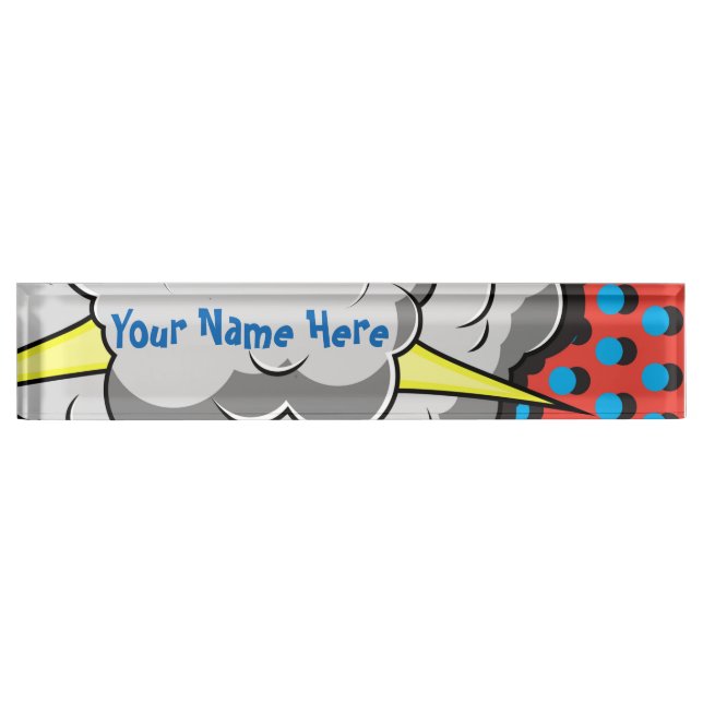 Pop Art Comic Style Explosion Nameplate (Front)