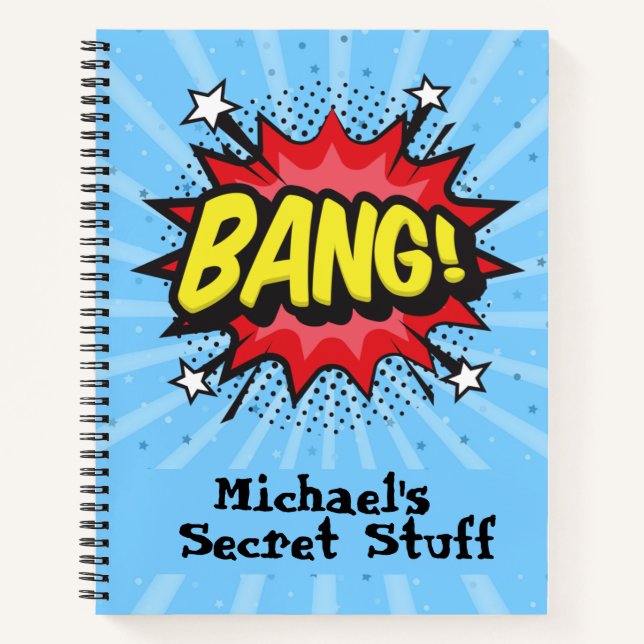 Pop art comic style personalised notebook (Front)