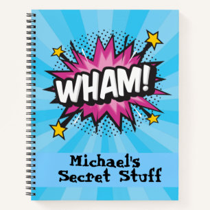 Pop art comic style personalised notebook
