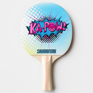 Pop Art Comic Style Superhero Ka-pow! Personalised Ping Pong Paddle