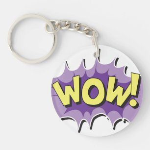 Pop Art Comic Style Wow Key Ring