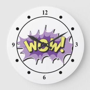 Pop Art Comic Style Wow Large Clock
