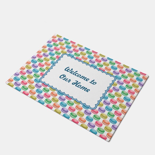 Pop Art Cookies Colourful Macarons Doormat (Angled)