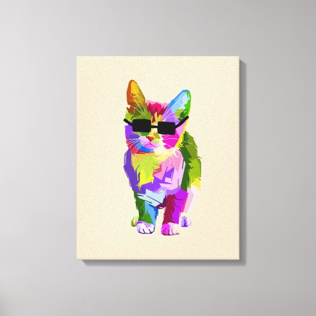 Pop Art cool cat kitty cat art Canvas Print (Front)