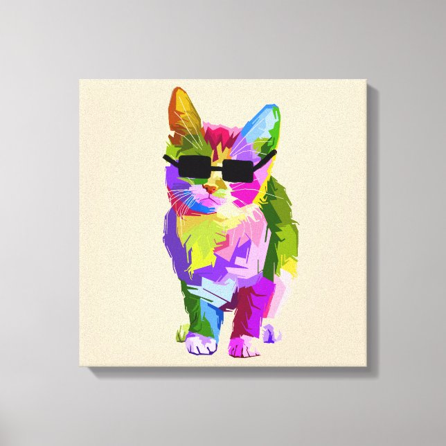 Pop Art cool cat kitty cat art Canvas Print (Front)