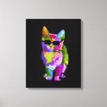Pop Art cool cat kitty cat art Canvas Print<br><div class="desc">A cool arty design of a colourful cat with sunglasses in pop art style. For cat lovers.</div>