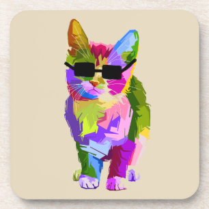 Pop Art cool cat kitty cat art Coaster