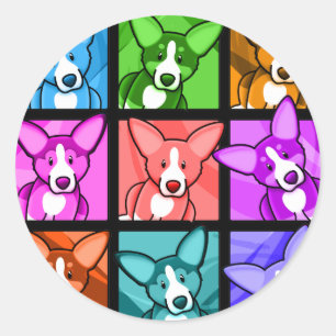 Pop Art Corgi Classic Round Sticker