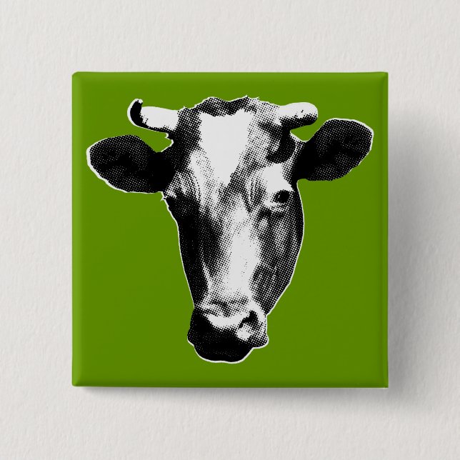 Pop Art Cow 15 Cm Square Badge (Front)