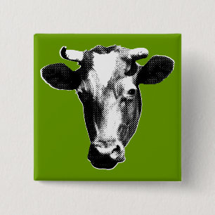 Pop Art Cow 15 Cm Square Badge