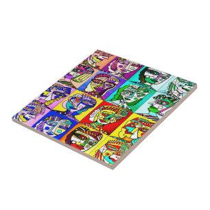 Pop Art Cubist Women Tile