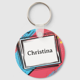 Pop Art Custom Name Design: Vibrant & Bold Art Key Ring