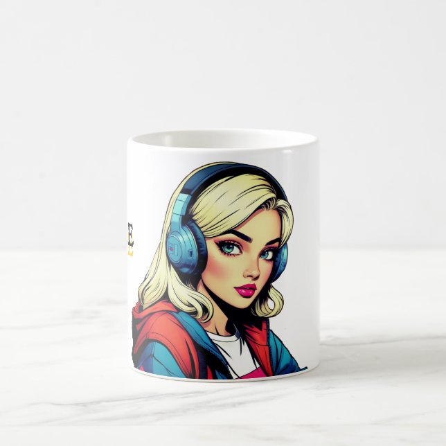 Pop Art Cute Gamer Girl Comic Style Mug  (Center)