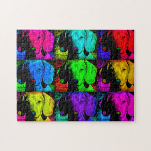 Pop Art Dachshund Doxie Sweet Face Soulful Eyes Jigsaw Puzzle