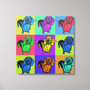 Pop Art Dachsund Doxie Panels Multi-Colour Popart Canvas Print