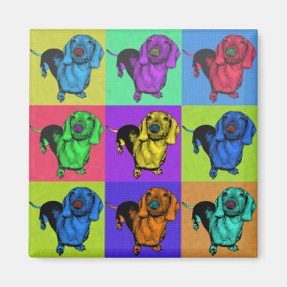 Pop Art Dachsund Doxie Panels Multi-Colour Popart Magnet