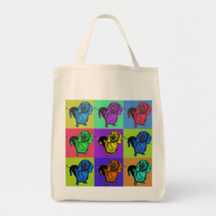 Pop Art Dachsund Doxie Panels Multi-Colour Popart Tote Bag