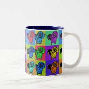 Pop Art Dachsund Doxie Panels Multi-Colour Popart Two-Tone Coffee Mug