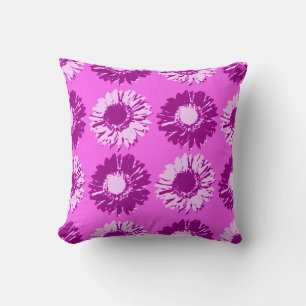 Pop Art Daisies - Purple, Violet and Orchid Cushion