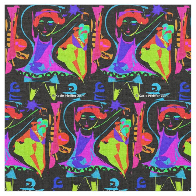 Pop Art Dance Girl Fabric (Close Up)