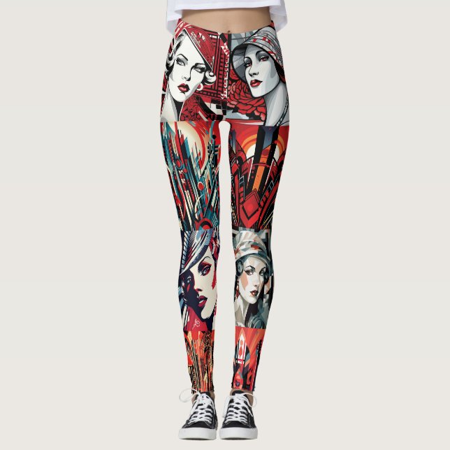 Pop Art Deco Leggings – Cool (Front)