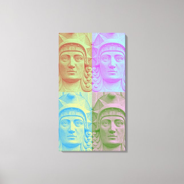 Pop Art Deco Stone Head Sculpture Wrapped Canvas (Front)