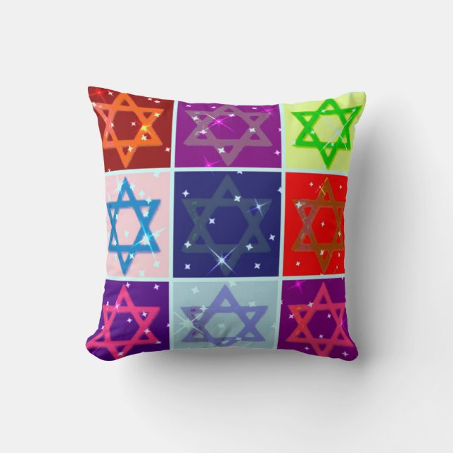 POP ART DESIGNER PILLOWS - JUDAICA - HANUKAH GIFTS (Front)