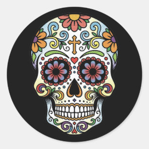 Pop Art Dia de los Muertos Sugar Skull Comic Classic Round Sticker