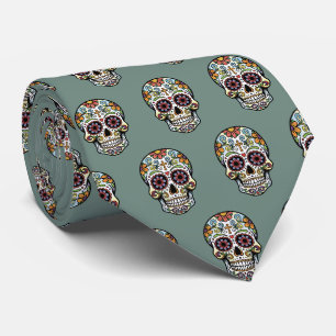 Pop Art Dia de los Muertos Sugar Skull Comic Tie