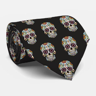 Pop Art Dia de los Muertos Sugar Skull Comic Tie
