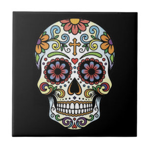 Pop Art Dia de los Muertos Sugar Skull Comic Tile