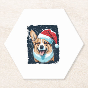 Pop Art Dog Christmas Corgi  Paper Coaster