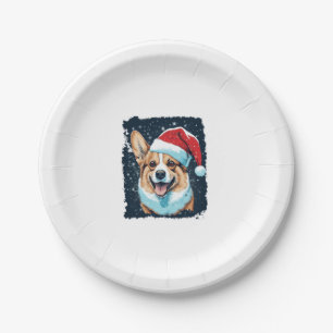 Pop Art Dog Christmas Corgi  Paper Plate