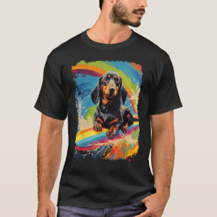 Pop Art Dog Dachshund Paddle Board Surfing T-Shirt