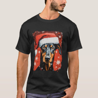 Pop Art Dog Doberman Xmas T-Shirt
