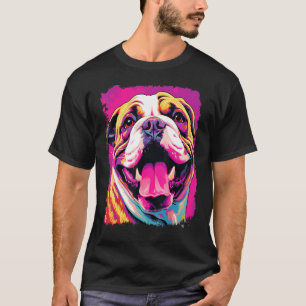 Pop Art Dog English Bulldog Pink T-Shirt