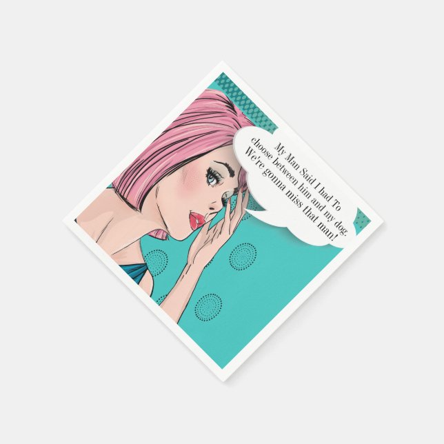 Pop Art Dog Lover Humour Cocktail Napkin (Corner)