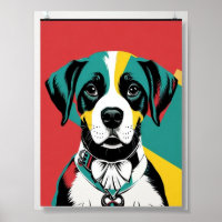 Pop Art Dog Photo - Modern Retro Colour Block Post