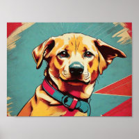 Pop Art Dog Photo - Modern Retro Colour Block Post